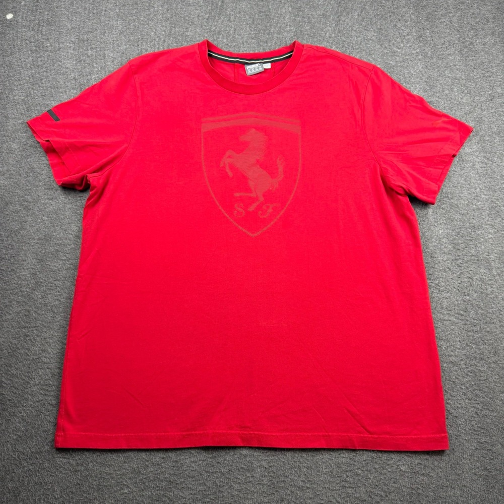 Puma Ferrari Scuderia Mens Red T-Shirt Large Shield Logo 569364 XXL